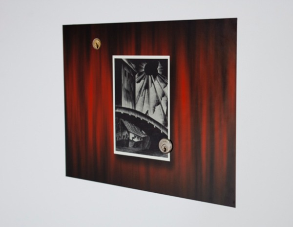 CEDRIC ALBY, The Outcome of the story (17GF), 2012, inkjet print pasted on the wall, keyholes