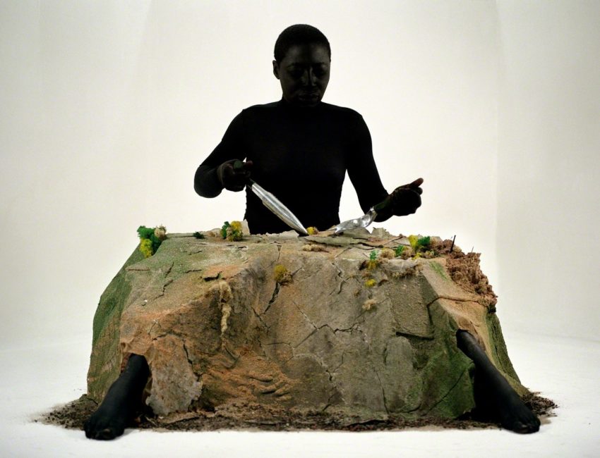 Otobong Nkanga, "Alterscape Playground (E)" (2005-2015), C-print on aluminium, 19 7/10 × 26 2/5 inches (courtesy the artist and Lumen Travo Gallery, Amsterdam)
